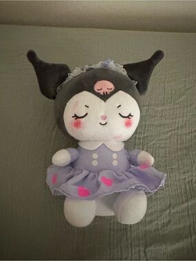 Lavender Heart Dress Plush Character Doll - Soft Purple & Black Stuffed Toy